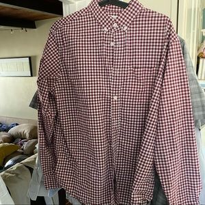 Maroon checkered button down shirt